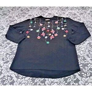 M&C Sportswear Size L Holiday Christmas Sweatshirt  Bells Candy Cane Design